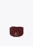 lf2612006-Crocodile effect card holder-Bordeaux