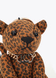 lf2613010-Woven leopard doll keychain-Black-Ecru