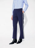 lf2614010-Jogger trousers with two-tone side band detail and blue rhinestones-Medium Blue