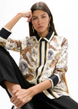 lf2615007-Leo print shirt and border-Ecru-Multicolor