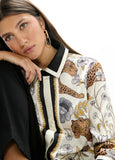 lf2615007-Leo print shirt and border-Ecru-Multicolor