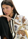 lf2615007-Leo print shirt and border-Ecru-Multicolor