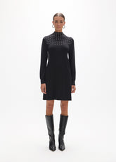 lf2616002-Sequined tricot dress-Black