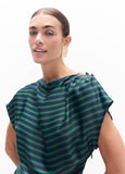 lf2616005-Long dress s/m two-tone stripes-Green-Blue
