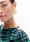 lf2616005-Long dress s/m two-tone stripes-Green-Blue