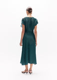 lf2616005-Long dress s/m two-tone stripes-Green-Blue