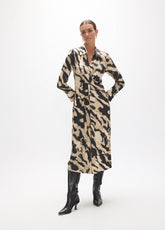 lf2616006-Knot dress with marble print-Black-Ecru