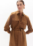lf2616014-Fluid suede dress-Camel