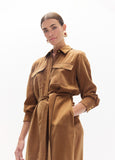 lf2616014-Fluid suede dress-Camel