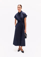 lf2616022-Long denim dress-Blue-Blue