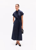 lf2616022-Long denim dress-Blue-Blue