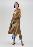 Long sateen trench coat
