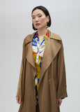 Long sateen trench coat