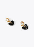 Gold-toned earrings with black heart