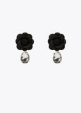 Black flower earrings