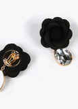 Black flower earrings