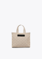 Mini tote bag in monogrammed fabric