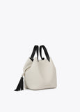 Two-tone bag with tassel