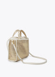 Small metallic raffia-effect tote bag