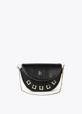 Faux leather belt bag/crossbody bag with square metal eyelets