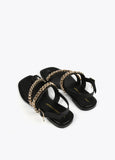 Flat sandals with chain details