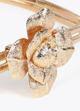 Stretch metal belt with flower