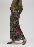 Pleated tropical print skirt