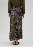 Pleated tropical print skirt