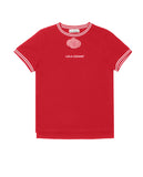 Short sleeve T-shirt with front flower detail