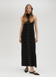 Black knit dress with studs