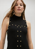 Black knit dress with studs
