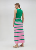 Long two-tone knit dress