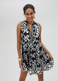 Black and white Kurta with ruffles
