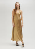 Long gold strappy dress