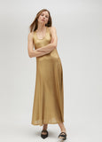 Long gold strappy dress