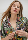 Tropical print shirt dress