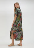 Tropical print shirt dress