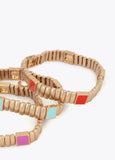 Set of Metallic Elastic Bracelets with Colorful Details