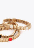 Set of Metallic Elastic Bracelets with Colorful Details