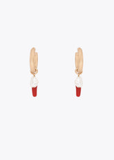 Hoop Earrings with Coral and Pearl Charms