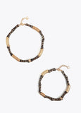 Set of Two Necklaces with Metallic Bamboo Effect and Animal Print