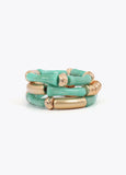 Pack of stretch bracelets with bamboo-effect metal pieces
