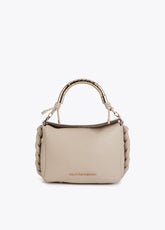 Red Crossbody Bag with Perforated Metal Handle