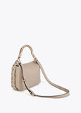 Red Crossbody Bag with Perforated Metal Handle