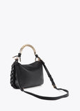 Red Crossbody Bag with Perforated Metal Handle