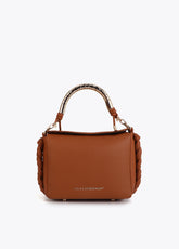 Red Crossbody Bag with Perforated Metal Handle