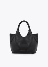 Shopper with Braided Handle and Metallic Details