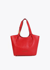 Pleated Shopper with Logo Handle