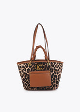 Leopard Print Shopper with Faux Leather
