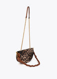 Leopard Half Moon Bag with Faux Leather Effect